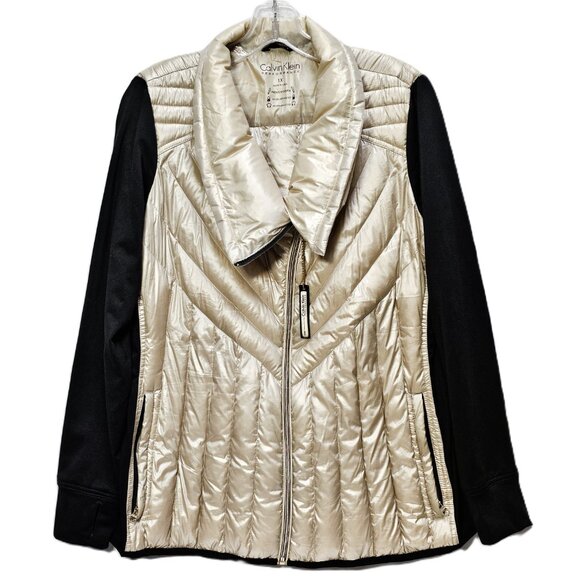 ✨ Calvin Klein Performance Jacket – Women’s 1X, Light Gold Bodice & Black Knit S - Picture 8 of 15